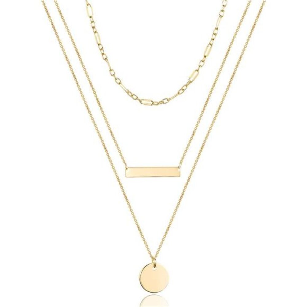 Dainty Layered Choker Necklace, Handmade 14K Gold Plated Y Pendant